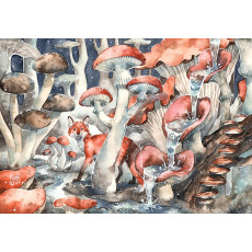 Print - Fox in a Mushroom Forest